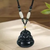 【LEEHER】男生/項鍊/飾品/和田玉/彌勒佛/佛像/佛牌項鍊/吊飾/吊墜/足金999/編繩項鍊/彌勒