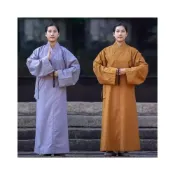 (店+)四季風家居  僧服大褂僧衣長衫出家師父和尚尼姑長袍男女同款灰色黃色春秋冬季