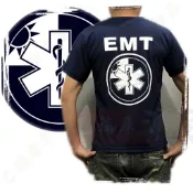 《甲補庫》  TAIWAN EMT緊急救護技術人員排汗透氣圓領深藍色T恤~PARAMEDIC生命之星護理人員排汗衫