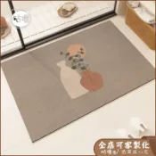 台製+客製地墊 亞麻紋花卉浴室地墊 防滑地墊 矽藻土地墊 吸水地墊 珪藻土軟地墊 門口地墊 腳踏墊 廁所地墊 止滑速乾