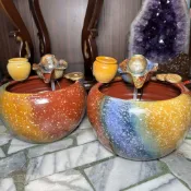 臺灣出貨 招財流水盆 流水擺件 五行招財進寶聚寶盆造型 款式4💰有附馬達電線 招財擺件 流水 水晶洞 送禮 A2484