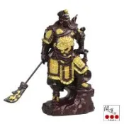 開運方程式-黑紫檀關公 武財神佛像黃金戰袍精雕款(木雕 招財開運擺件 陽宅風水)