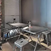 騰達百貨 快速出貨 折疊桌餐飲店小吃店小方桌不銹鋼折疊餐桌外擺燒烤店桌椅組合