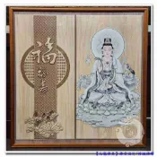 【九龍佛具】高質感精品木雕聯對水墨觀音 +福祿壽 (寬2尺9) 神彩各尺寸均可訂製 佛桌神桌佛櫥佛俱爐具總匯@台北板橋