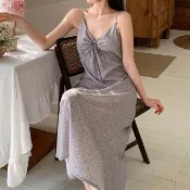 【K.W.】韓國空運輕棉麻美胸刺繡高品質免穿搭洋裝(小香風/輕量涼感/洋裝/休閒/日系/通勤/渡假)