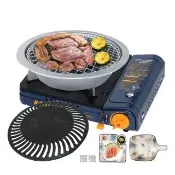 【卡旺】雙安全式卡式爐+兩用燒烤盤組(中秋烤肉005D三件組)