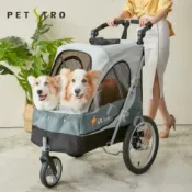 洋洋優品 【台灣公司 可開發票】沛德奧寵物推車702GX-可接自行車戶外薩摩中型犬貓推車煙熏灰