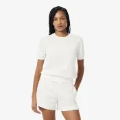 【LACOSTE】女裝-3D立體針織短袖毛衣(白色)