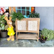 (店+)南法鄉村風 仿舊80公分雙色玄關櫃 實木做舊雙門櫃 仿古置物櫃 實木玄關櫃 原木邊櫃花架仿舊收納櫃展示陳列櫃 歐舍傢居