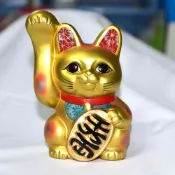 (店+)日本製 常滑燒 招財貓 千萬兩 貯金箱 陶器 14cm mc418