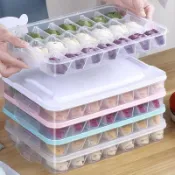 食品級分格冷凍餃子盒廚房家用冰箱保鮮盒加厚收納盒塑料餛飩盒EGAU