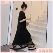 🌟限時特賣🌟 全場免運 【M-8XL大尺碼女著】胖MM女裝 短袖連衣裙 洋裝 胖MM夏季大碼女裝連衣裙拼接大擺裙短袖T