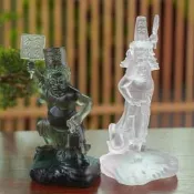 【熱賣】古法琉璃材質黑白無常七爺八爺神像寺廟大爺二爺擺件家居裝飾用品