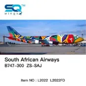 SQ Wings 1:200南非航空 B747-300 ZS-SAJ 彩繪客機模型 長35釐米