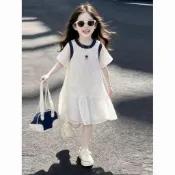 【Mini】童裝館 女童連衣裙夏季新款兒童度假風撞色公主裙寶寶超好看魚尾裙韓國女童裝  女童公主連衣裙 可愛連衣裙