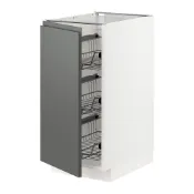 【IKEA 宜家家居】METOD 底櫃附網籃, 白色/voxtorp 深灰色, 40x60x80 公分