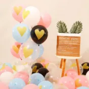 【花仙兒】愛心印花氣球生日快樂乳膠氣球生日派對裝飾佈置情人節告白氣球