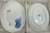 古瓷堂日本回流瓷器 日本皇室御用香蘭社 橢圓盤 16.5x12.5x3 陶瓷餐具 日式餐盤 高級質感 送禮自用 5件組 瓷器 餐桌擺盤