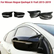 適用 Nissan X-Trail Rogue 2014-2019 牛角造型後照鏡護蓋 全包式鏡罩 車側外觀改裝防刮防撞
