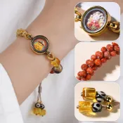 (店+)【EMMA SUE】南紅瑪瑙手鍊 狐仙手串 女生手鍊 飾品 串珠編織手鍊 手環 唐卡手鍊 招財納福 禮物 手鍊 黃財神手鍊 
