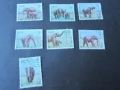 【雲品1】寮國Laos 1987 Sc 805-811 elephant set FU 