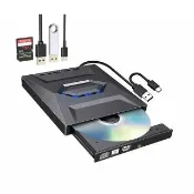 【anra】雙接頭四合一燒錄外接光碟機(支援Type-C USB3.0 保固6個月 可燒錄CD DVD 插卡擴展式)
