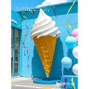 〈覓心家居〉大號冰淇淋模型擺件店口玻璃鋼仿真雪糕甜筒壁掛冰激凌雕塑gelato