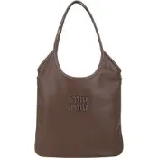 miu miu IVY 明線字母牛皮肩背托特包(石楠木色/5BG231)