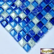 滿299出貨 磁磚牆貼 馬賽克 廚房 衛浴瓷磚貼 陶瓷馬賽克 地中海水晶玻璃冰裂馬賽克瓷磚鏡面背景墻收銀臺拼花衛生間拼圖