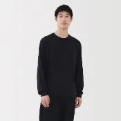 【MUJI 無印良品】男羊毛混天竺圓領長袖T恤(灰白/黑色/暗藍/深棕)