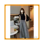 (店+)新中式 ins 民族風棉麻格子套裝女夏季寬鬆大碼闊腿 褲 裙兩件套生日 禮物 褲 長褲 秋冬褲子 韓國褲子