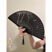 臺灣出貨 黑色竹子折疊扇子新中式古風旂袍隨身便攜搭配扇子中國風漢服舞蹈折扇