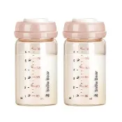 【Snowbear 小白熊】寬口玻璃儲奶瓶180ml/2入組(儲乳瓶 奶瓶 玻璃奶瓶 儲奶瓶 寬口奶瓶 母乳儲存瓶)
