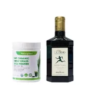 【Naturgrace 樂而泉】濃縮美國有機火山小麥草汁粉150g+冷壓特級初榨橄欖油 250ml 盒裝