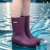 宜百家 雨鞋女款水靴防水防滑水鞋膠鞋中筒雨鞋女成人女士新款雨鞋防臭