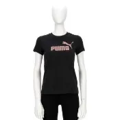 【PUMA】基本系列 Ess Metallic 女款 黑色 亞規 Logo T恤 運動 休閒 短袖 69445501