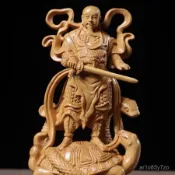 小葉黃楊木精鵰玄武真武大帝祖師神像供奉擺件家居裝工藝