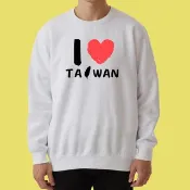 I LOVE TAIWAN 我愛台灣 大學T 厚 長袖 衣服 童裝 T恤 白