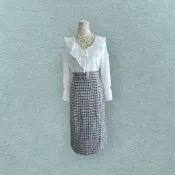 *♡*正韓/小香風格紋/秋冬層次感微小A長裙/25-28吋腰/全新《Anna的百寶箱》