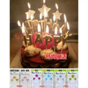 時尚優活 寶寶生日派對 周歲週歲生日蠟燭蛋糕裝飾金粉銀粉星星蠟燭生日快樂造型蠟燭結婚彌月數字土豪金
