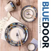 BlueD_ 美式 藍馬賽克磚 碗盤 魚盤 湯碗 圓盤 深盤 菜盤 飯碗 中餐盤 牛排盤 復古仿舊  新居 套裝 鄉村風