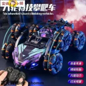源一商社 兒童玩具 新款兒童遙控汽車特技翻斗車燈光噴霧六輪變形越野車男孩生日禮物