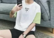FINDSENSE服飾 FINDSENSE MD 韓國 潮 男 時尚 WHO AM I 字母印花 拼接 短袖T恤 特色短T 上衣 字母T