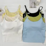 (店+)【FEE BABY】冰絲細肩帶背心BRA TOP 可調式細肩帶 美背 小可愛 小背心 冰絲小可愛 冰絲背心 bra top 膚色 (香檳膚色) 白色 (象牙白色) 黑色 綠色 (香草綠色) 藍色 (奶油藍色) 黃色 (芝