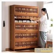 (店+)【安安家具】透氣翻門鞋櫃 鞋架 大鞋櫃 玄關門口客廳室內 加長 簡約日式復古 收納整潔