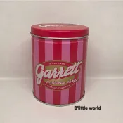 *B Little World * [現貨] 日本限定Garrett爆米花/粉紅條紋鐵罐(空罐)/東京連線