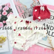 連盛 【Lrz666】2022新款大尺碼日系少女風偽娘CD變裝性感愛心緞面三角內褲印花可愛甜美中低腰男短褲女性化舒適日