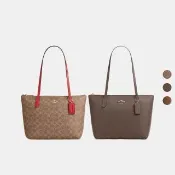 【COACH】蔻馳官方直營 FIONA 經典 SIGNATURE拉鍊托特手袋 托特包-3色任選(CBT18/CW395/CW396)