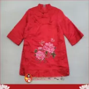 【現貨秒出】女童滿版織錦牡丹刺繡旗袍洋裝 兒童大紅唐裝連身裙 喜慶過年抓週拜年服 6號｜水水女人國