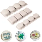 4腔圓形橢圓長方形方形矽膠肥皂模具diy手工皂模具矽膠布丁果凍冰淇淋蛋糕模具